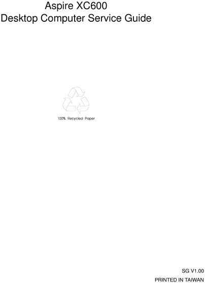 Product picture Acer Aspire XC600 Service Guide / Manual